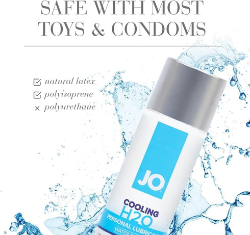 JO H2O Cooling Lube, Water Based Personal Lubricant for Couples, Edible, Travel Size, 4 fl oz