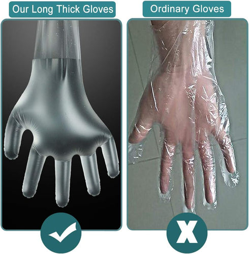50Pcs Veterinary Insemination Rectal Long Gloves, Disposable Plastic Full Arm 35inch for Field Dressing