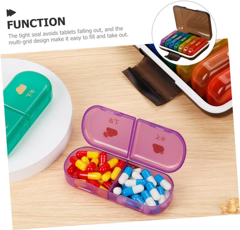 SWETRACE 7-Day Weekly Pill Organizer Case with Colorful Compartments, Wear-Resistant Portable Medicine Storage Box