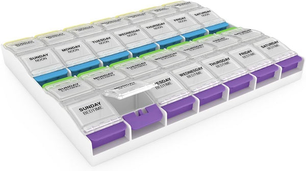 Ezy Dose Weekly Pill Organizer, 2X-Large, Vitamin and Medicine Box, Clear Lids