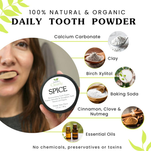Isabellas Clearly Spice Remineralizing Tooth Powder | Teeth Whitening Natural Toothpaste Fluoride Free for Adults