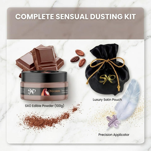 SXO Gourmet Edible Body Powder - Chocolate Flavored Kissable Dust for Couples - Talc-Free & All-Natural Formula