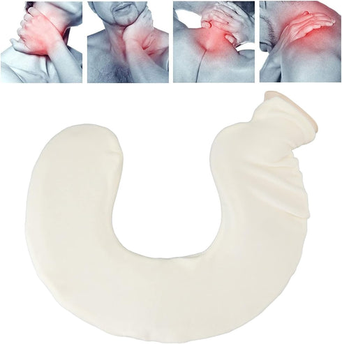 Srliya U Shaped Hot Water Bottle, Warm Neck Hot Water Bag with Detachable Cloth Cover, for Muscle Aches and Pains