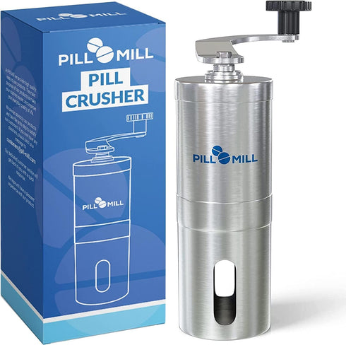 Pill Mill Pill Crusher - Crushes Multiple Tablets to Fine Powder - Metal Pill Grinder for Travel and Pets