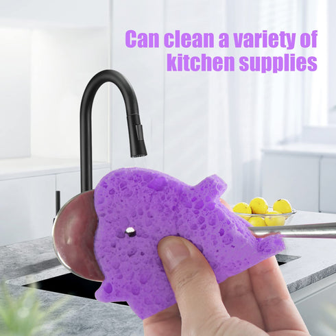 Scratch-Free Multipurpose Dish Sponge, Natural Cellulose Sponges for Makeup Removal and Car Cleaning, 50 Count Purple