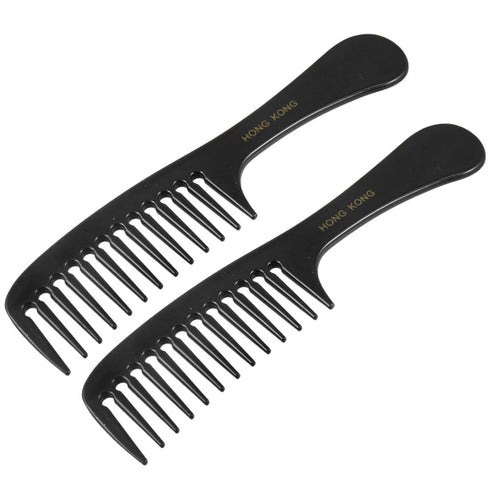 uxcell Hair Combs, Wide Tooth Comb for Curly Hair, 9 Inches Hair Care Products for Women Men, 2 Pcs Plastic Beard Comb Hair Styling Tool for DIY Hairstyle Pet, Long Hair, Black
