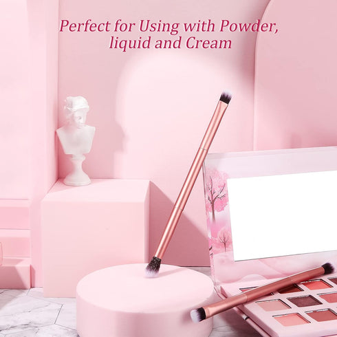 24 Pcs 2 in 1 Eyeshadow Smudge Brush, Double Ended Concealer Brush for Blending Eye Shadow and Liner (Rose Gold)