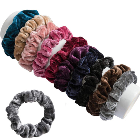 KINGMAS 10 Pcs Velvet Hair Ties Scrunchies, Elastic Flannelette Hair Bands for Women