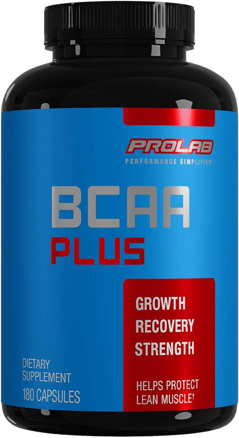 PROLAB BCAA PLUS, Branched Chain Amino Acid Capsules, 180-Count