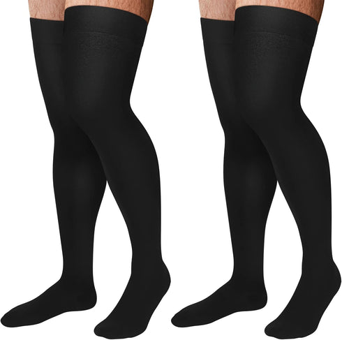 Supervitae 2 Pairs Thigh High Compression Socks 30-40 mmhg for Men and Women