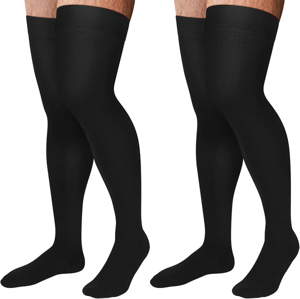 Supervitae 2 Pairs Thigh High Compression Socks 30-40 mmhg for Men and Women