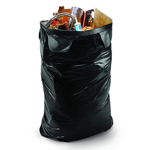 Contractor Trash Bags, 45 Gallon, 18 Bags, Wing Tie Closure, 3 MIL Thick, Gusseted Bottom, Heavy Duty Black Garbage Bags