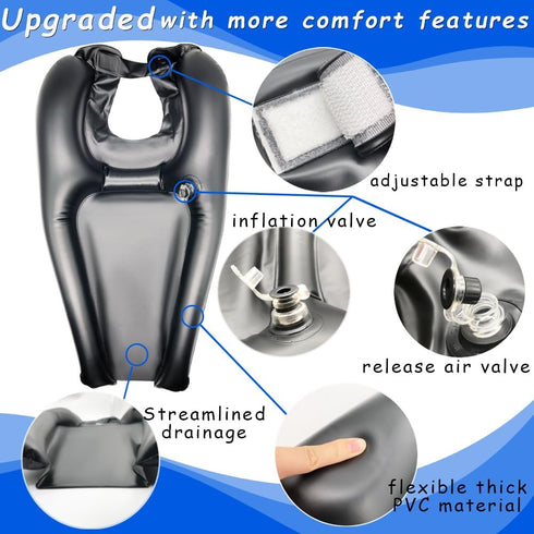 Inflatable Shampoo Bowl, Portable Hair Washing Tray for Bedside, Lightweight Shampoo Basin for Elderly & Disabled
