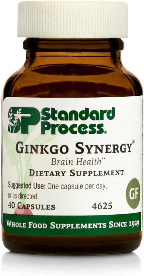 Standard Process Ginkgo Synergy - Whole Food Brain Health Supplement with Ginkgo Biloba & More - 40 Capsules