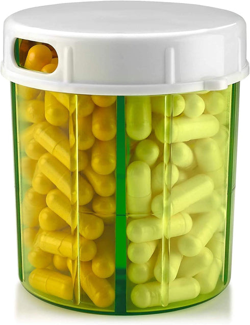 Round Pill Organizer Dispenser, Pack of 2, Pill Boxes with 4 Compartments for Medication & Vitamins