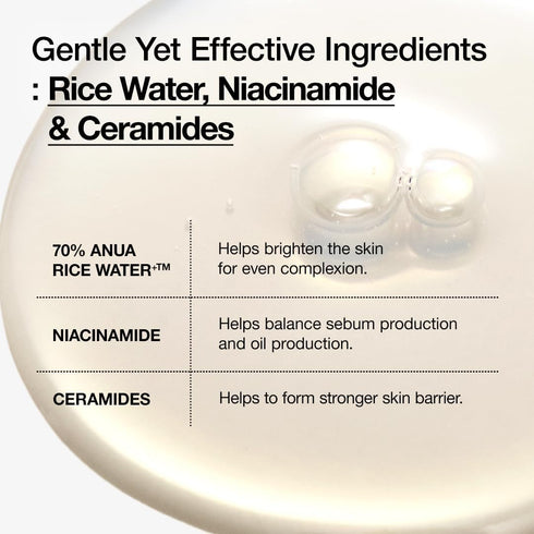 ANUA RICE 70 GLOW MILKY TONER - for Glass Skin & Brightening with Rice Water, Niacinamide, Ceramides 250ml/8.45fl.oz.