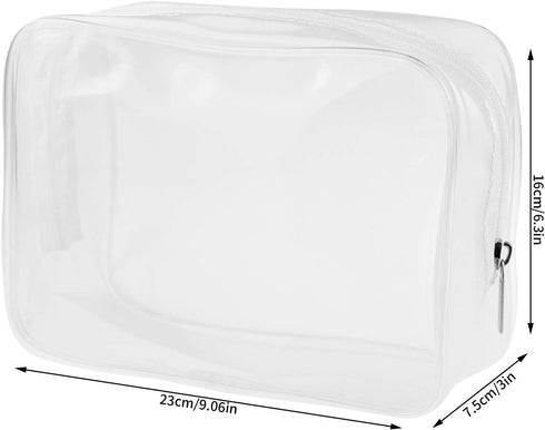 5 Packs Clear Cosmetics Bag TSA Approved, PVC Zippered Toiletry Carry Pouch Portable Makeup Bag for Vacation Travel, Bathroom and Organizing Waterproof Makeup Vinyl Case (Large, White)