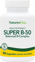 Natures Plus Super B50-90 Vegetarian Capsules, High Potency B Complex Vitamin Supplement