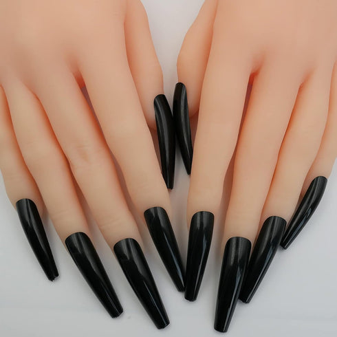 LuckForever 120pc Colored Extra Long Coffin Press on Nails, XL Ballerina False Fake Nails, Full Cover Artificial Nail