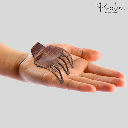 Parcelona French Paw Wide Side Slide Yoga Jaw Hair Clips, Strong Hold No Slip Grip, Brown Streaks