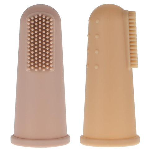 Baby Finger Toothbrush with Case, Food Grade Silicone, BPA Free, 2-Pack (Dusty Lilac + Apricot)