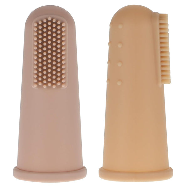 Baby Finger Toothbrush with Case, Food Grade Silicone, BPA Free, 2-Pack (Dusty Lilac + Apricot)
