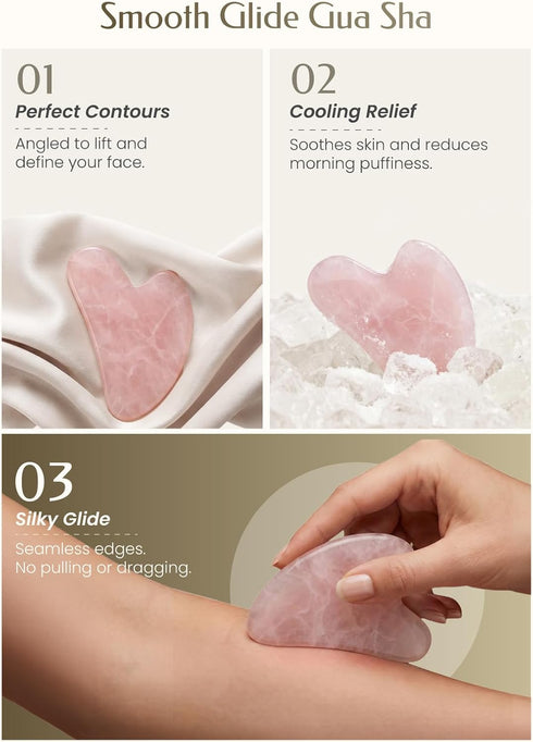 tophld Gua Sha Facial Tool Pink Stone Guasha Tool for Face & Neck Face Massager Tool for Lymphatic Drainage, Puffiness