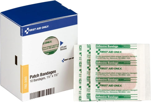 First Aid Only FAE3000 Patch Bandages, 10 Count, 1 1/2 x 1 1/2
