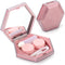 Contact Lens Case with Mirror - Hexagon Sparkles Portable Storage Container for Women (Pink)