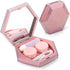 Contact Lens Case with Mirror - Hexagon Sparkles Portable Storage Container for Women (Pink)