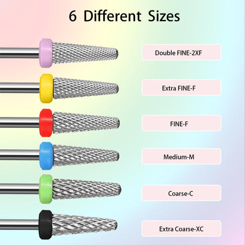 Tungsten Carbide Nail Drill Bits, 3/32'' Efile Electric Cuticle Bits, Two Way Manicure Polishing Art Remove Acrylic