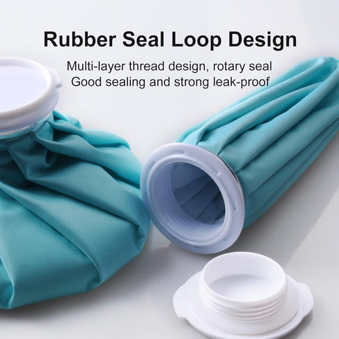 Reusable Ice Pack for Injuries, 9" Hot Water Bag for Hot & Cold Therapy, No-Leak Elastic Bag