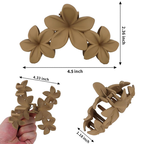 Ondder 4 Pcs Flower Hair Clips for Women, 4.5 Inch Large Matte Claw Clips for Thick Hair