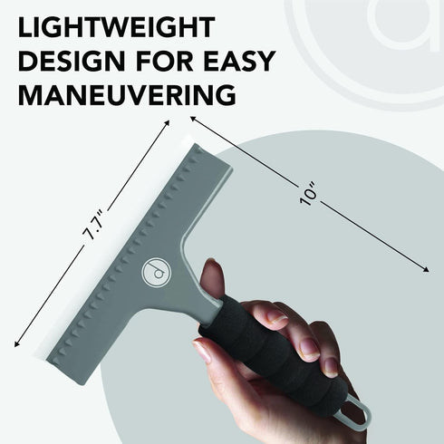 Squeegee for Shower Door, Car Windshield, Glass Window - Gray with 2 Extra Silicone Replacement Blades