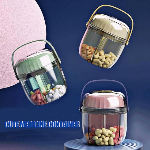 HMTRADE 7-Day Portable Pill Box Bottle Organizer,Weekly Pill Organizer Travel Medicine Organizer,Cute Medicine