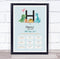 The Card Zoo New Baby Birth Details Christening Nursery Dinosaur Initial H Gift Print