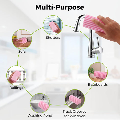 4-Pack Damp Clean Duster Sponge, Non-Scratch Cleaning Brush for Blinds, Glass, and Mirrors