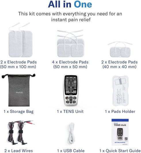 Alcedo TENS Unit + EMS Muscle Stimulator, Electric Rechargeable Pulse Massager, 41 Modes