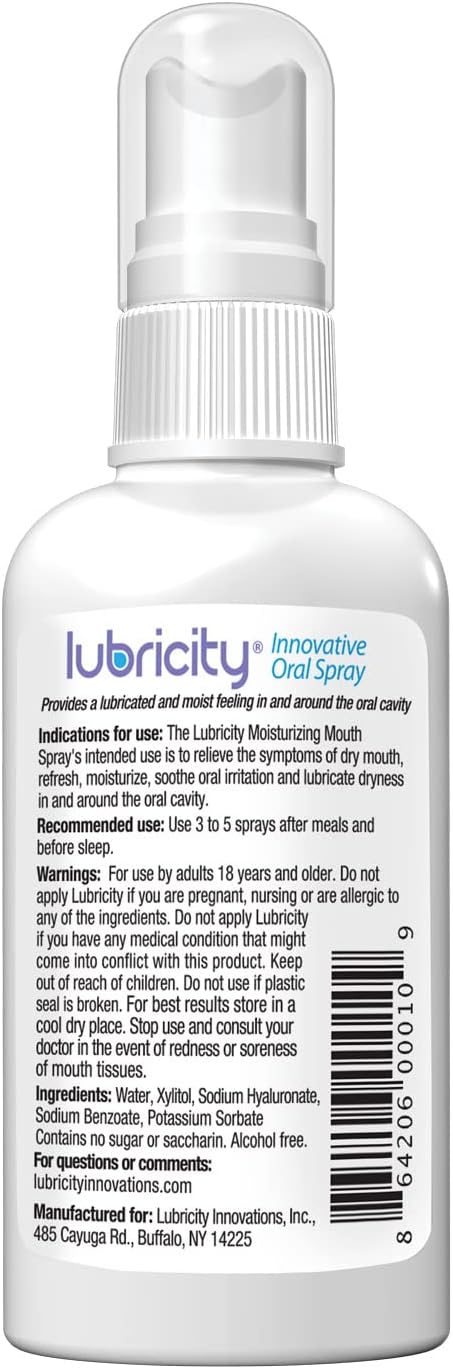 Lubricity Dry Mouth Oral Spray for Symptomatic Relief, Flavorless - 2 oz, 30 Day Supply