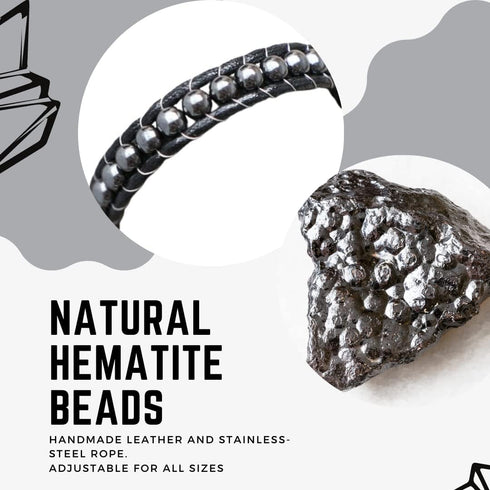 Hematite Therapy Bracelet Men and Women Natural Pain Relief and Healing Stones Beaded Hematite Bracelet, One Size, Stone Hematite