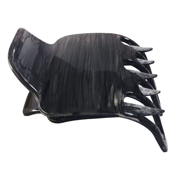 Parcelona French Paw Yoga Hair Claw Clip, Grey Black Streaks, Wide Side Slide In