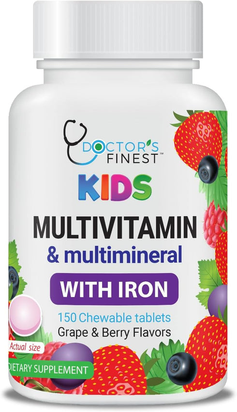 Lifeable Multivitamin & Multimineral with Iron Chewables for Kids, 150 Count, Vegetarian, Gluten Free