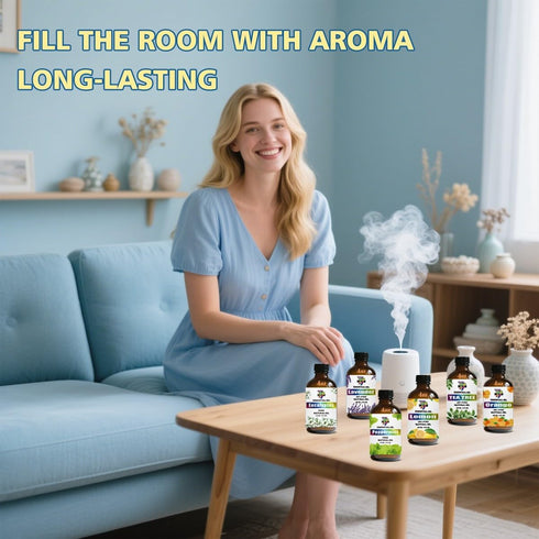 Set (4 oz/120 ml) Essential Oil - Six Bottles of Lavender, Peppermint, Lemon, Sweet Orange, Tea Tree, Eucalyptus
