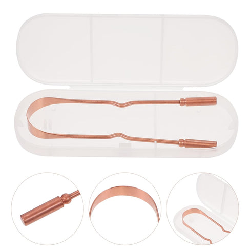 Travel Scraper, Copper Oral Cleaning Tool with Box for Adults & 1pcs (Golden) Travel Essentials