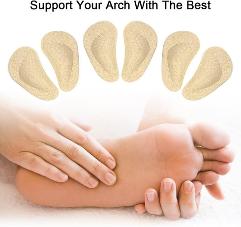 Dr. Foot's Arch Support Shoe Insoles - Gel Inserts for Flat Feet, 3 Pairs, Beige