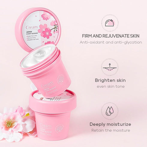 Sakura Face Care Set - 17Pcs Moisturizing Skin Care Routine with Cream, Cleanser, Serum, and Masks