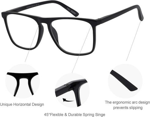 MARE AZZURO Men Reading Glasses, 3.0 with Spring Hinge Rectangular Eyeglasses for Reading, +3.00