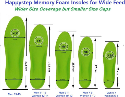 1 Pair Wide Fit Insoles - Plantar Fasciitis Orthotics PU Memory Foam Comfort Shoe Inserts for Men and Women