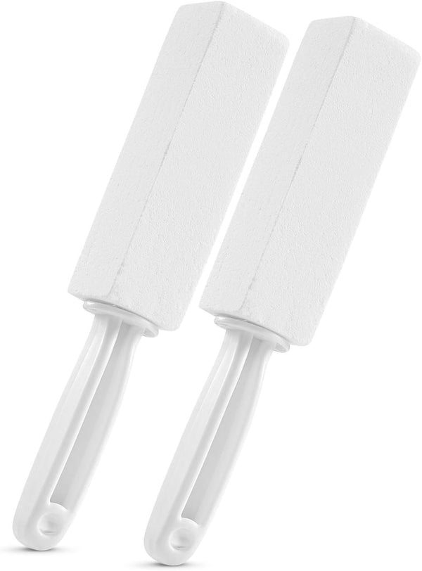 2 Pack Pumice Stone for Toilet Bowl Cleaning with Handle, Scouring Stick for Hard Water Rings and Rust (White)