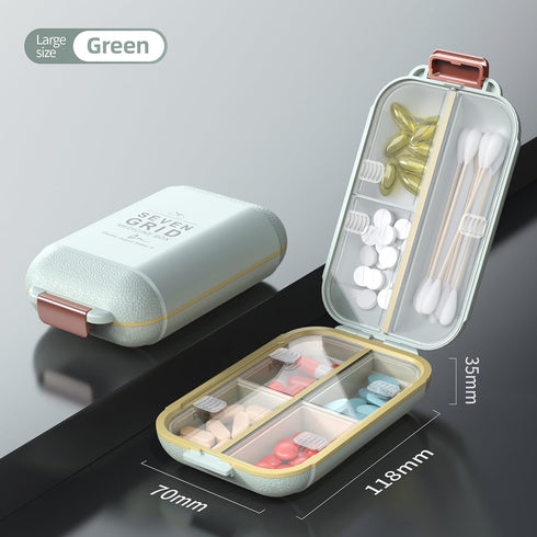 SAVN89 7-Day 7 Premium Pill Organizer Travel Case Small Medicine Box with Grids, Moisture-Proof Airtight Design
